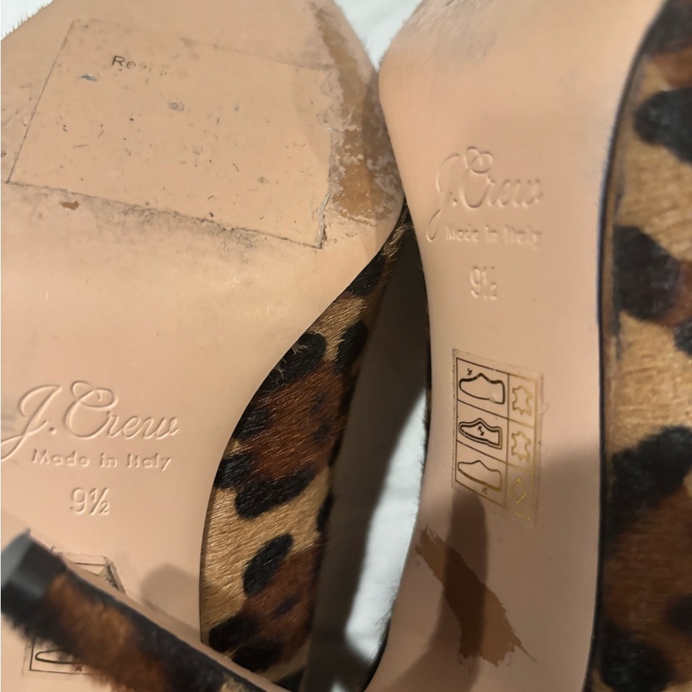 JCrew Leopard Animal Print  Heels Pumps Made In Italy Women’s 9.5 Calf Skin - Picture 9 of 10